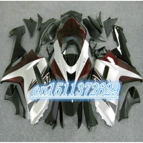 Silver red New ABS Fairings Kit Fit for kawasaki Ninja ZX6R 636 2007 2008 07 08 6R ZX-6R Bodywork set custom