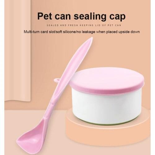 3 In 1 Feeding Supplies Reusable Silicone Canned Pet Food Cat Dog Food Portable Storage Fresh Food Canned Lid Spoon Pet Supplies