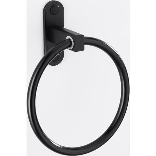 Space Aluminium Bathroom Towel Holder Towel Rings Round Wall Mounted Single Towel Bar European Storage Rack Bathroom Accessories
