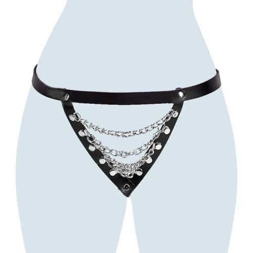 Adult Games Leather Underwear Extreme Temptation Chain Panties Bdsm Toys Bondage Restraints Women Lingerie Sexy T-pants Sex Toys