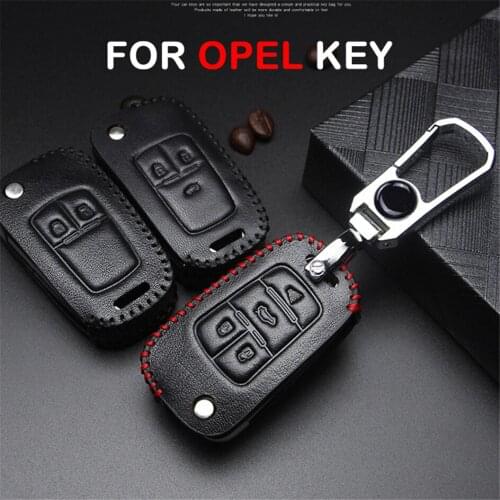Leather Car Key Case Cover for Opel Mokka Corsa E C D Insignia Astra J H K G Vectra C Antara Keyring Key Fob Cover Accessories