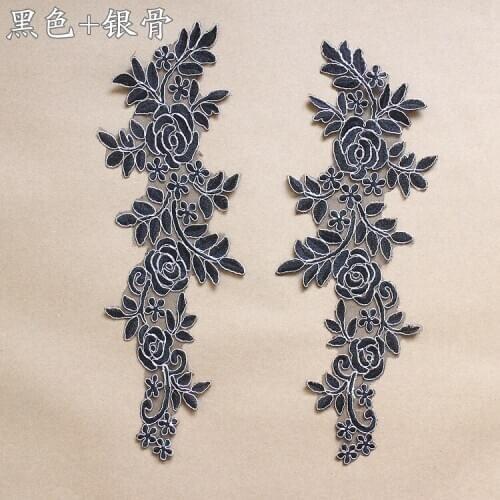 Red, white, black and blue lace, wedding dress accessories, embroidery flower patch