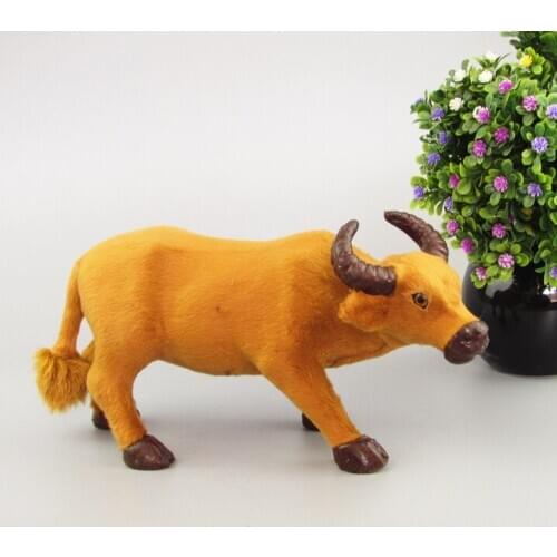 About 26x13cm round Ox horn cattle model ornament scene layout prop farm decoration gift h1279
