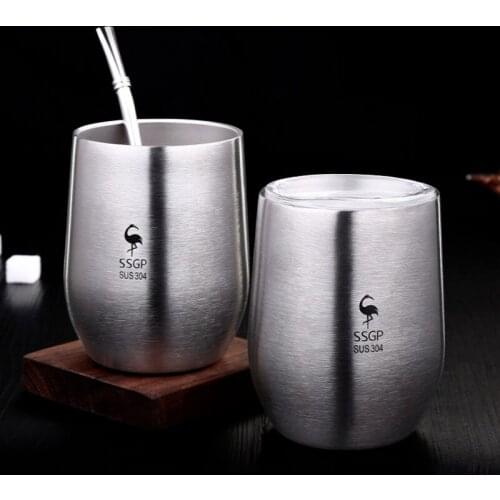 Stainless Steel Water Cup 304 Cup Office Small Tea Mug with Lid Anti-fall Double Layer Anti-scalding Handy Coffee Tea Cup