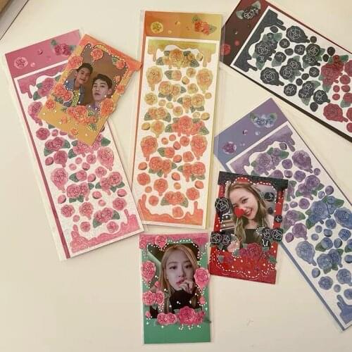 MINKYS New Arrival 2pcs/lot Rose Flower DIY Photocards Scrapbooking Sticker Decorative Stickers School Stationery