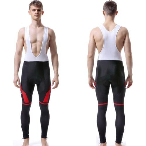 Mens Cycling Pants Bib Trousers Chemical Fiber Blended Winter Thermal Long Tights 3D Seamless Outdoor Cycling Pants 5D Gel Pad