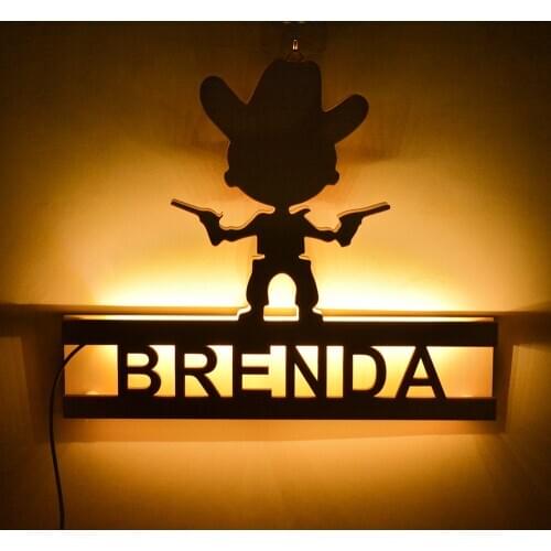 Children Room Wall Lamp Custom Name LED Night Light Wood Material Personalized Engraved Nightlight Indoor Decorations Gift