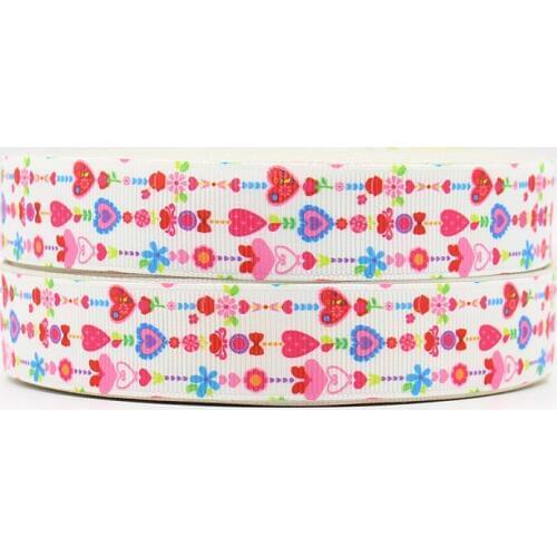 Q&N ribbon 7/8inch 22mm 161021007 heart printed grosgrain ribbon Wedding Party Festive Event Decoration Crafts Gifts Wrapping