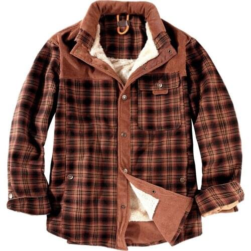 Winter shirts men Plus velvet Thicken warm corduroy long sleeve mens shirt splice fashion high quality cotton plaid shirt male