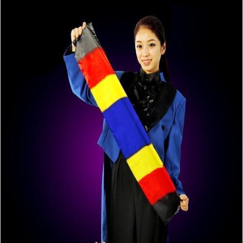 Changing Color Scarf Black To Rainbow Silk Colorful Scarves Magic Tricks Magia Props Funny Stage Close Up Magie Toys Free Ship