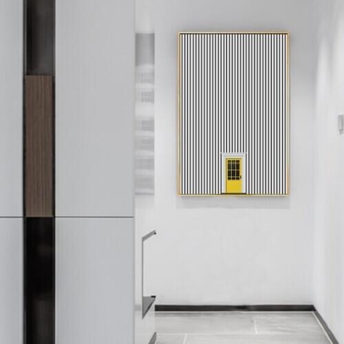 Modern Black Line Yellow Door Geometric Poster Minimalist Art Canvas Print Abstract Painting Wall Picture Living Room Home Decor