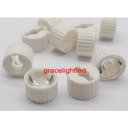 10pcs 5/8/15/25/30/45/60/90/120 degrees LED Lens With white Holder For 1W 3W 5W High Power LED Lamp Light