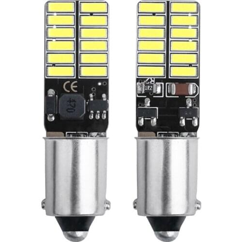 2PCS BA9S T4W T11 LED Bulbs Canbus 4014 24 SMD No Error Interior Reading Lights Car Parking Light License Plate Bulbs White 12V