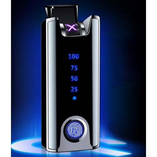 Real Fingerprint Arc Lighter Creative Personality Windproof Usb Charging Cigarette Lighter Gadgets for Men Smoking Accessories