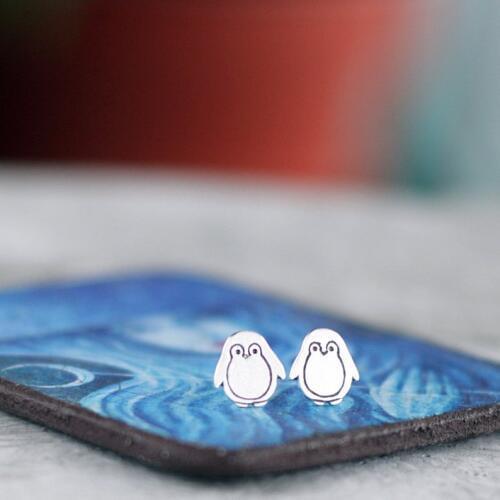 Penguin Stud Earrings Tiny Cute Cartoon Animal Earring Nature Jewelry Gift For Woman Girls Kids Accessories