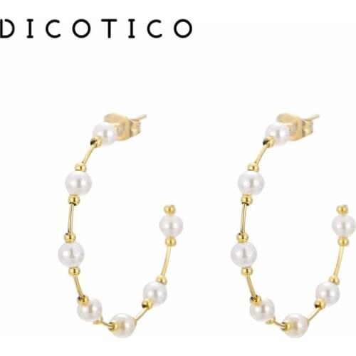 Earrings For Women 2021 Trend Imitation Pearls Hoop Earrings Stainless Steel Beautiful Female Earrings Unusual Fashion Jewelry