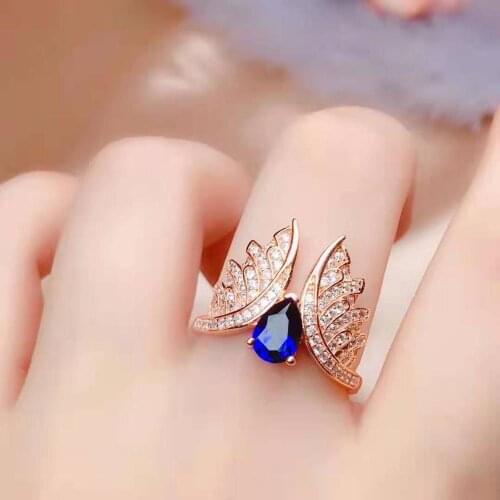 Natural Sapphire 925 Silver Jewelry Ring Women Fine Jewelry 1pc 5x7mm