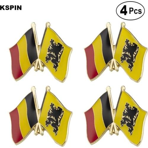Belgium & FLANDERS Friendship Flag Pin Lapel Pin Badge Brooch Icons 4pcs