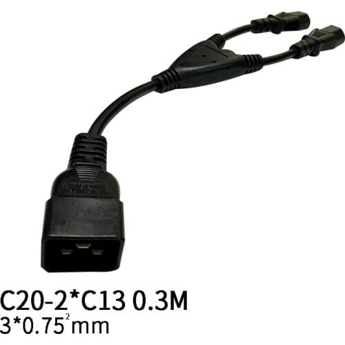 0.3M 3*0.75mm C20-2*C13 One in Two IEC320 C20 Male to 2*C13 Female Y Type Power Extension Cable Cord Wires For PDU Chassis