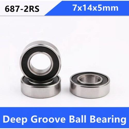 100pcs/lot 687RS 687-2RS 687 RS 2RS ball bearing 7x14x5 mm deep groove ball bearings Miniature Mini bearing 7*14*5mm