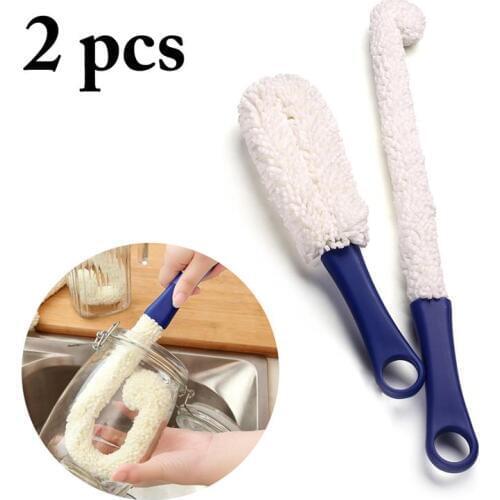 2PCS Bottle Cleaning Brush Set Flexible Soft Wine Glass Brush Decanter Brush Kitchen Cleaning Tools Supplies For Tableware