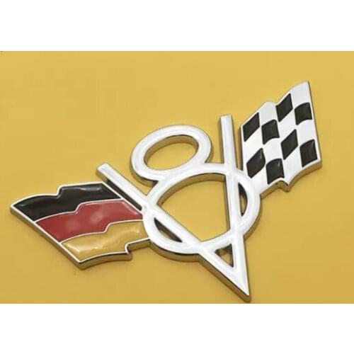 3D Metal Chrome Auto V8 Vintage Logo Germany Flag Trunk Emblem Badge Decals Sticker Car Accessories
