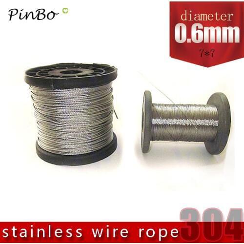 50M 304 stainless steel wire rope alambre cable softer fishing lifting cable 7X7 Structure 0.6mm diameter