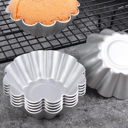 6PCS Aluminum Alloy Egg Tart Mold Professional Reusable Mini Tart Pan Cake Mold Muffin Baking Cup Tartlets Pans Bakeware