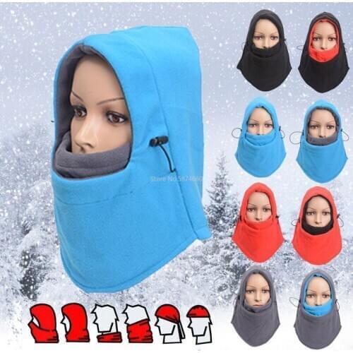 6 in 1 Neck Balaclava Winter Face Hat Fleece Hood Ski Mask Warm Helmet Hat Men Motorcycle Mask Windproof mask bicycle equipment