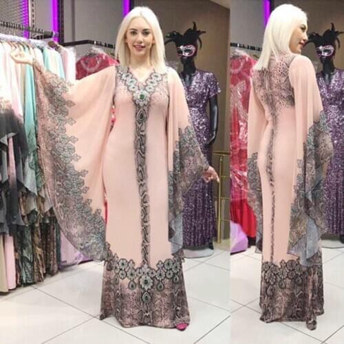 African Dresses for Women Dashiki Diamond African Clothes Bazin Broder Riche Sexy Slim Ruffle Sleeve Robe Evening Long Dress