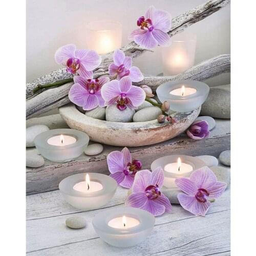 Full Square Drill 5D DIY Diamond Painting Candle stone flower 3D Embroidery Cross Stitch Mosaic Y1822