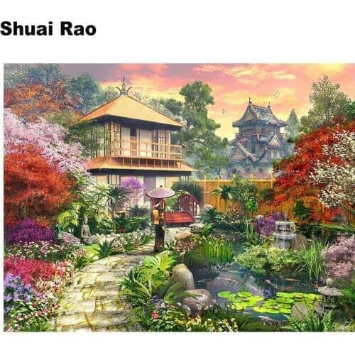 Diamond painting "japan house garden" full square round drill diamond embroidery cross stitch mosaic rhinestones painting decor
