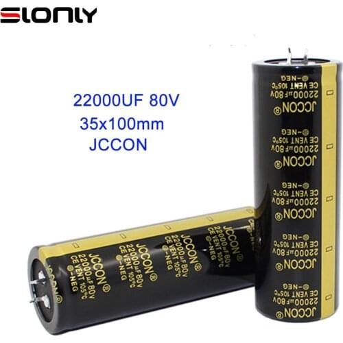 2pcs-10pcs 35x100mm 22000uF 80V JCCON Pitch 10mm 105 ℃ Horn Black Gold Audio Amplifier Filter Aluminum Electrolytic Capacitors