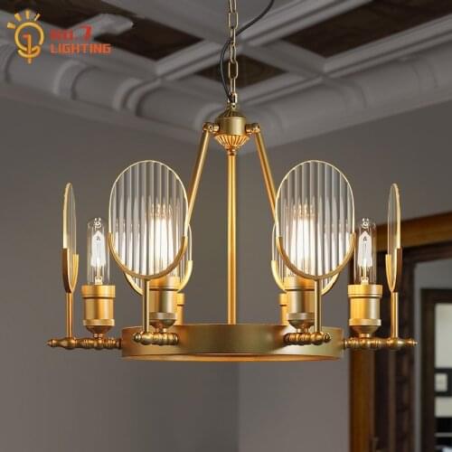 American Luxury Classical Vintage Car Chandelier Lighting Led E27 Iron Art Retro Suspension Luminaire Living/Dining Room Bedroom