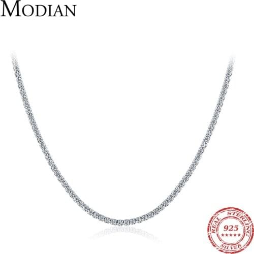 Modian Classic Luxury Full Clear CZ Necklace Solid 925 Sterling Silver Sparkling Choker Necklaces For Women Statement Jewelry