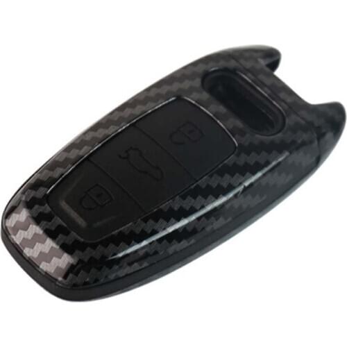Carbon Fiber Remote Control Car Keychain Key Cover Case for audi A6L A7 A8 C8 Q8 D5 2018 2019