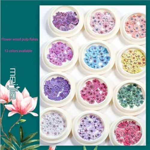 Color Flower Nail Art Wood Pulp DIY Accessories Computer Tablet Simulation Jewelry
