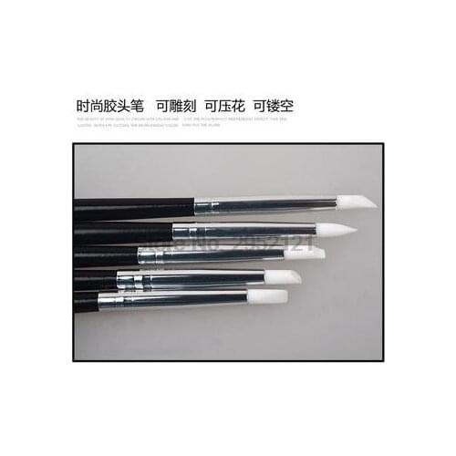 By dhl or ems 200sets 5pcs/set Nail Art Brush Pen Silicone Head Carving Emboss Shaping 3D DIY Hollow Sculpture Acrylic beauty