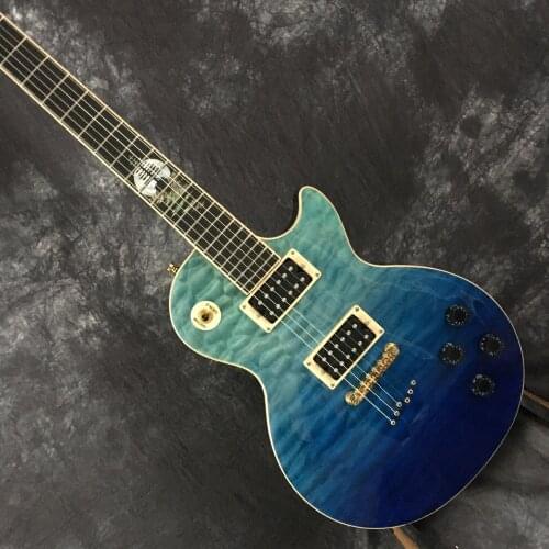 Electric guitar custom, right hand guitar, blue quilted top color map. Good sound quality, hot guitar sales, free shipping