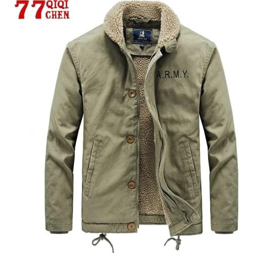 Faux Lamb Wool Jacket Men Winter Thickened Fur Collar Fleece Pilot Tactics Cotton Jacket Casual Jacket Male Chaqueta Hombres