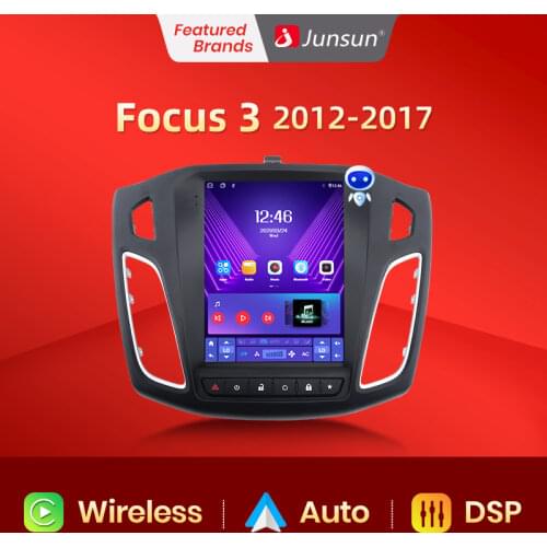 Junsun For Tesla Style Android Auto 4G Wireless Carplay DSP Car Radio Multimedia Player For Ford Focus 3 2012-2017 no 2din