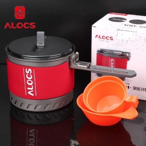 ALOCS Outdoor Camping Hiking Cooking Pot Save Energy Cookware Set With Bowl Cup CW-S10 S11