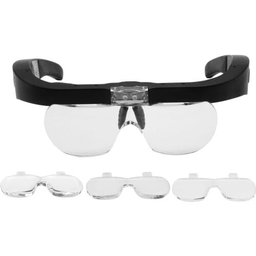 KKmoon 5X Magnifying Headset with LED Light Magnifying Glass Head Mounted Jewelry Loupe Magnifier with Multiple Lens 2 LED Light