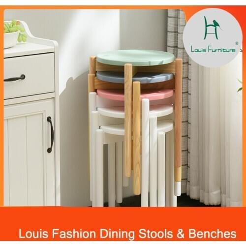 Louis Fashion Dining Stools & Benches Household round simple adult fashionable low Nordic living room