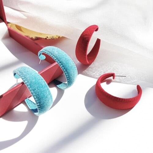 Fashion Candy Color Simple C-shaped Round Hoop Earrings Geometric Big Circle Earrings For Women Jewelry