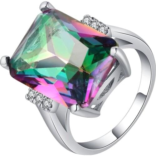 Fashion Women Princess Cut Zircon Rings for Wedding Engagement Promise Jewelry