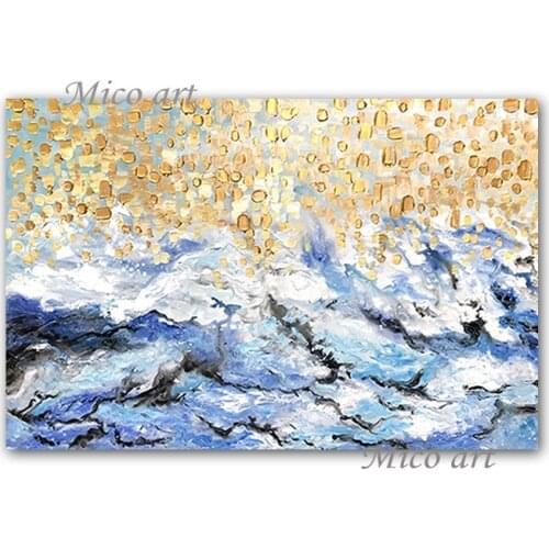 Real Hand-painted Palette Knife Abstract Oil Painting Art Gold Textured Decorative Items Canvas Wall Art Paintings Artwork