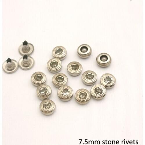 Wholesale 7.5mm 300sets brass rhinestone rivets arcylic stone rivets nail Silver diamond rivets ZD-012