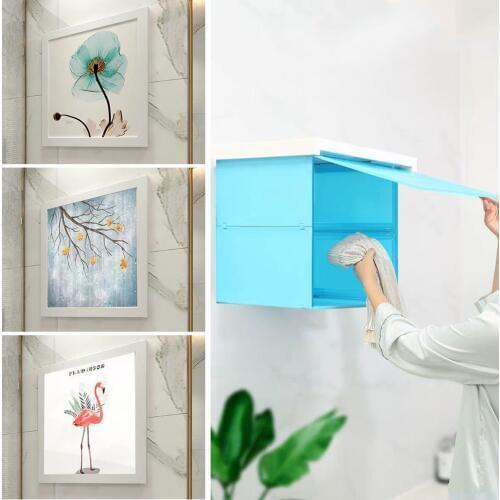 Drop Shipping Bathroom Folding Storage Cabinet Bathroom Shower Clothes Storage Shelf Waterproof Mural Punch-free Organizer Box
