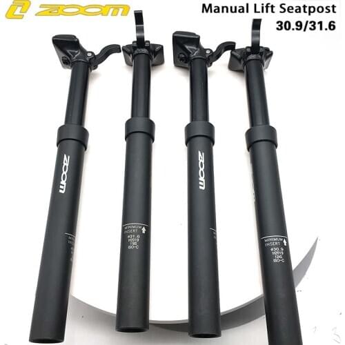 ZOOM height adjustable seatpost dropper 100mm travel post bike MTB external routing 30.9mm 31.6 manual control hydraulic lifting